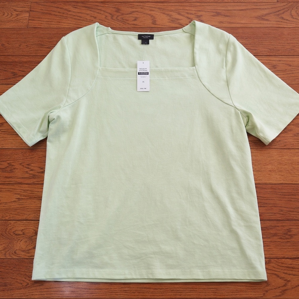 Ann Taylor Factory NWT Pistachio Green Square Neck Stretch Top - Size XL